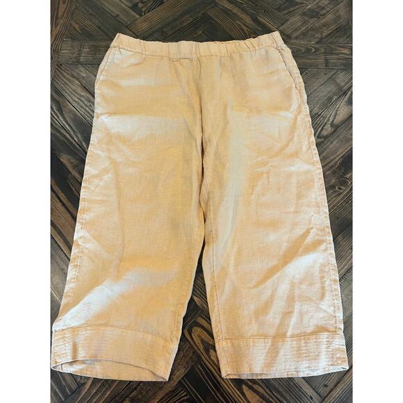 J Jill Pure Jill Cropped Pants Women XL 100% Linen Lagenlook Boho Hobo Beachy - Picture 1 of 11